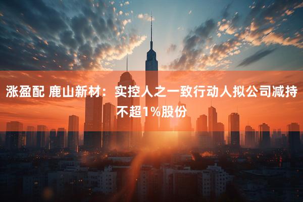 涨盈配 鹿山新材：实控人之一致行动人拟公司减持不超1%股份